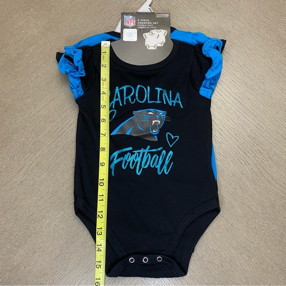 NWT NFL 2 Piece Black & Blue Carolina Panthers Creeper Set Baby Girl 3-6Months - Picture 3 of 12